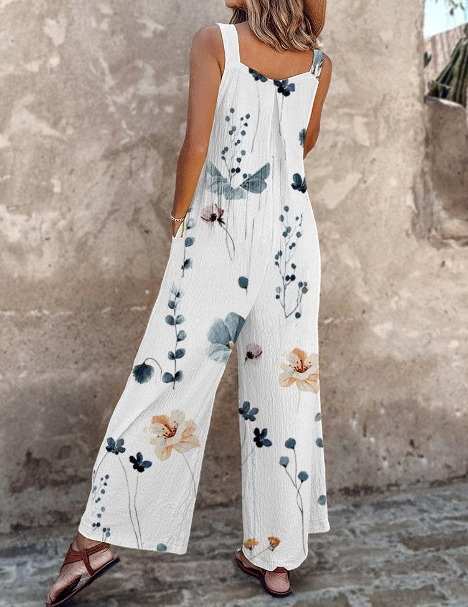 Rudina™ | Ærmeløs buksedragt med botanisk print