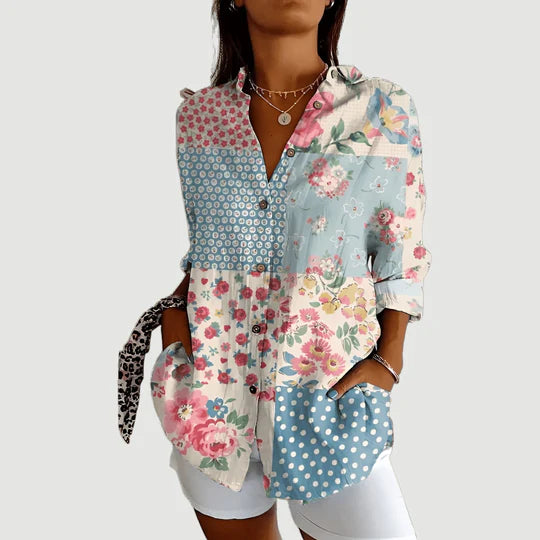 Olivia™ | Bluse med farverigt design