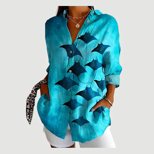 Olivia™ | Bluse med farverigt design