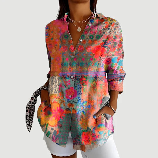 Olivia™ | Bluse med farverigt design