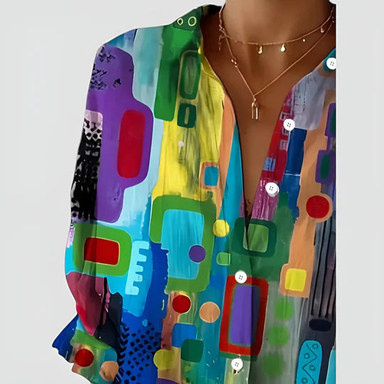 Olivia™ | Bluse med farverigt design
