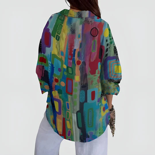 Olivia™ | Bluse med farverigt design