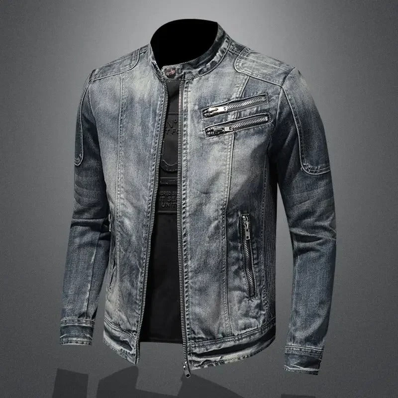 Aiden™ | Denim Bikerjakke