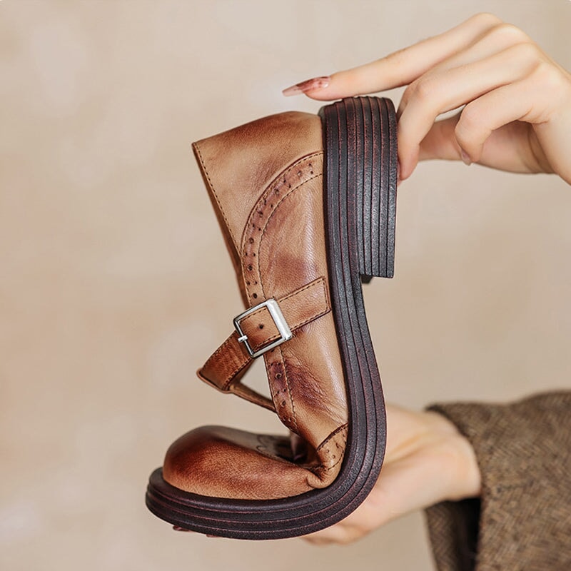 Velda™ | Vintage Læder Mary Jane Sko