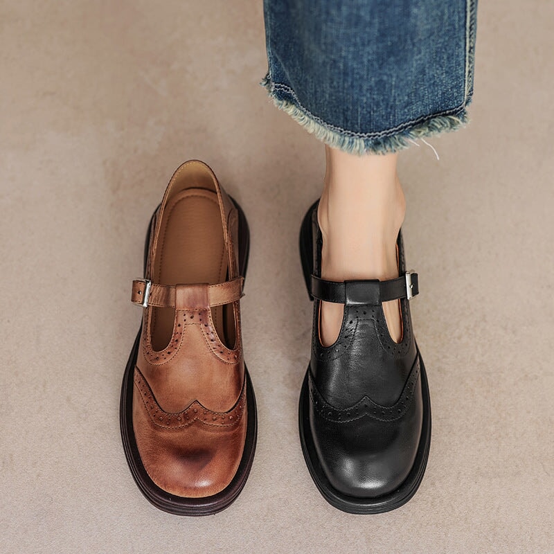 Velda™ | Vintage Læder Mary Jane Sko
