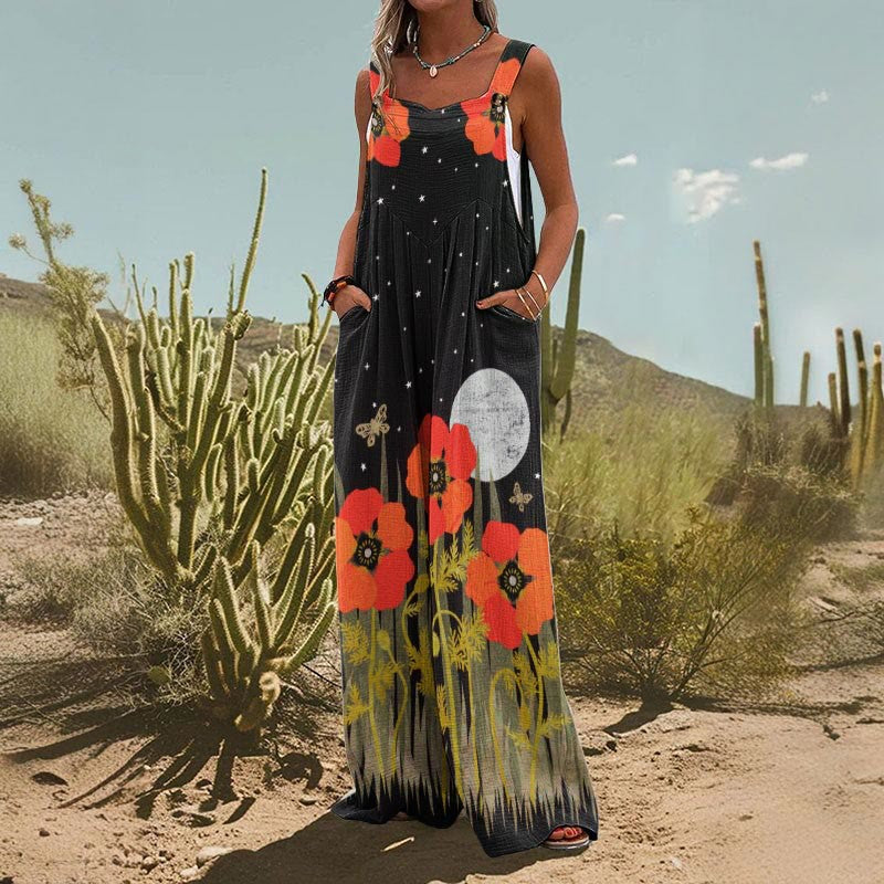 Rudina™ | Ærmeløs buksedragt med botanisk print