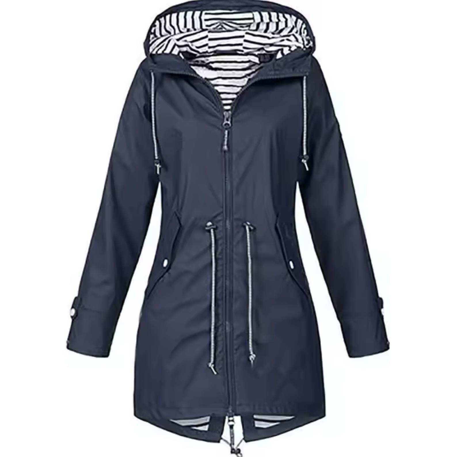 Pernille™ | Parka med Stribet For og Snøre
