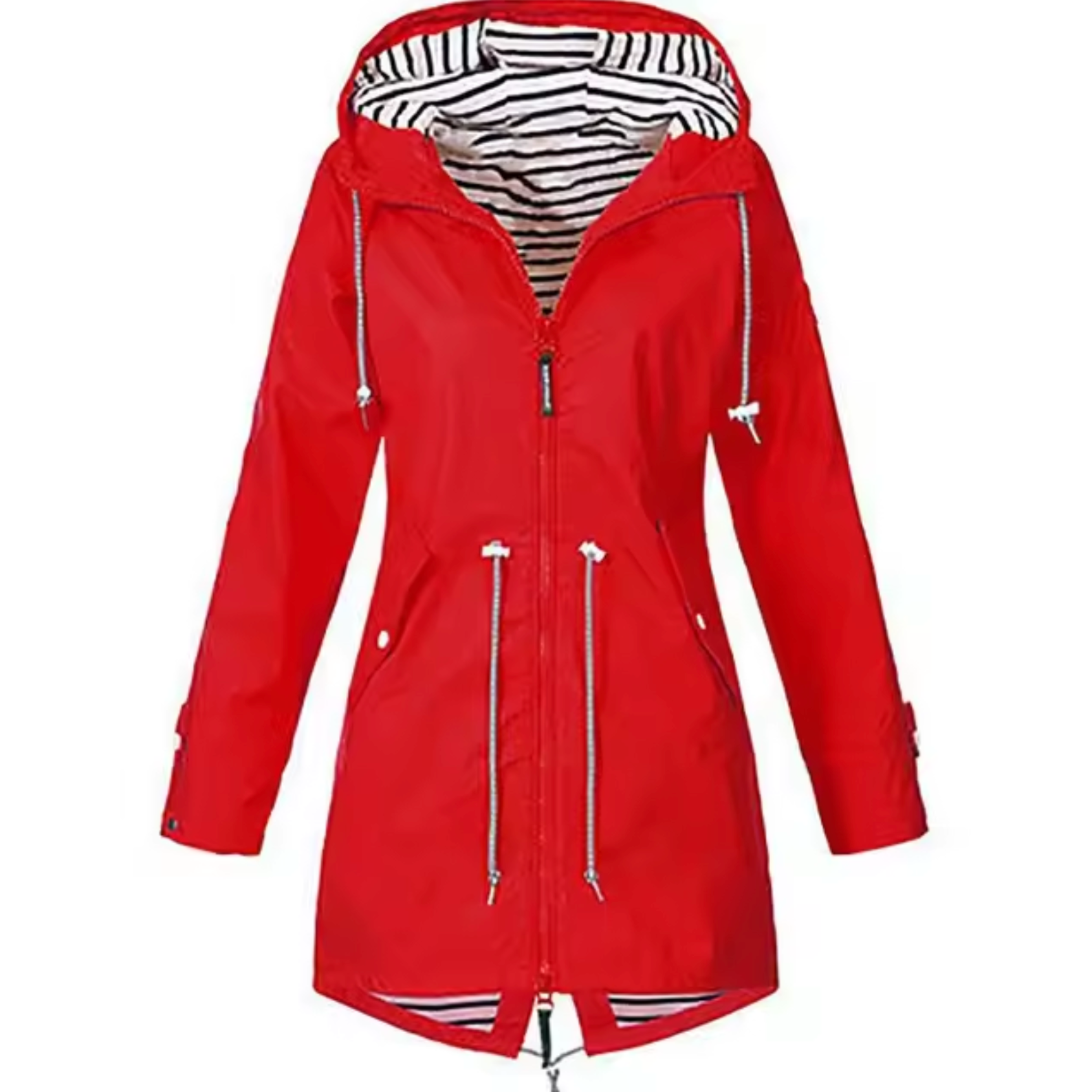 Pernille™ | Parka med Stribet For og Snøre