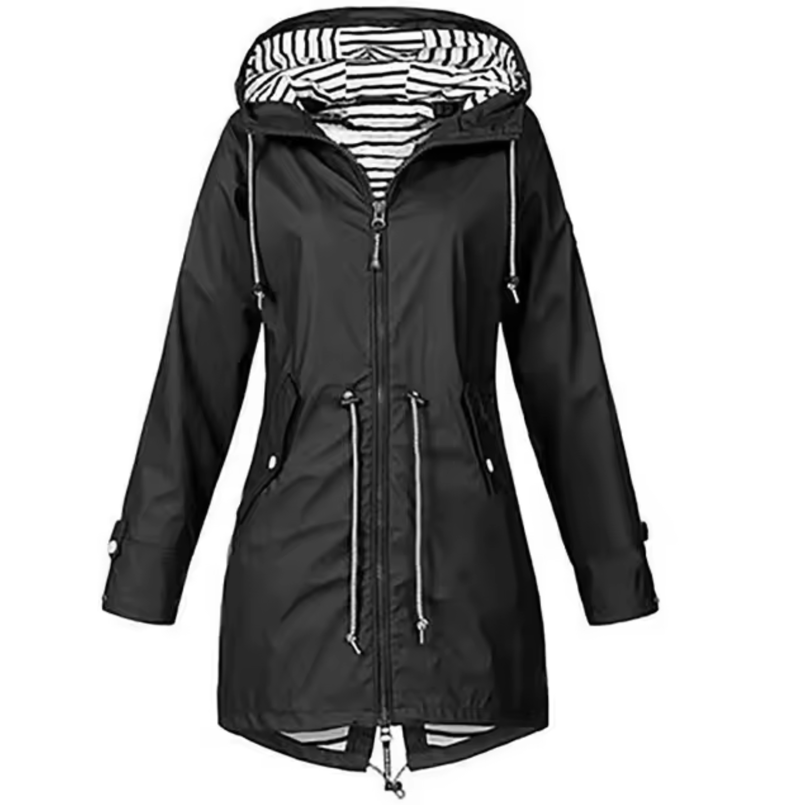 Pernille™ | Parka med Stribet For og Snøre