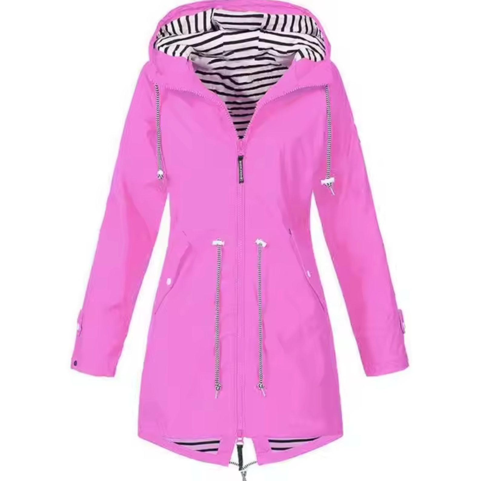Pernille™ | Parka med Stribet For og Snøre