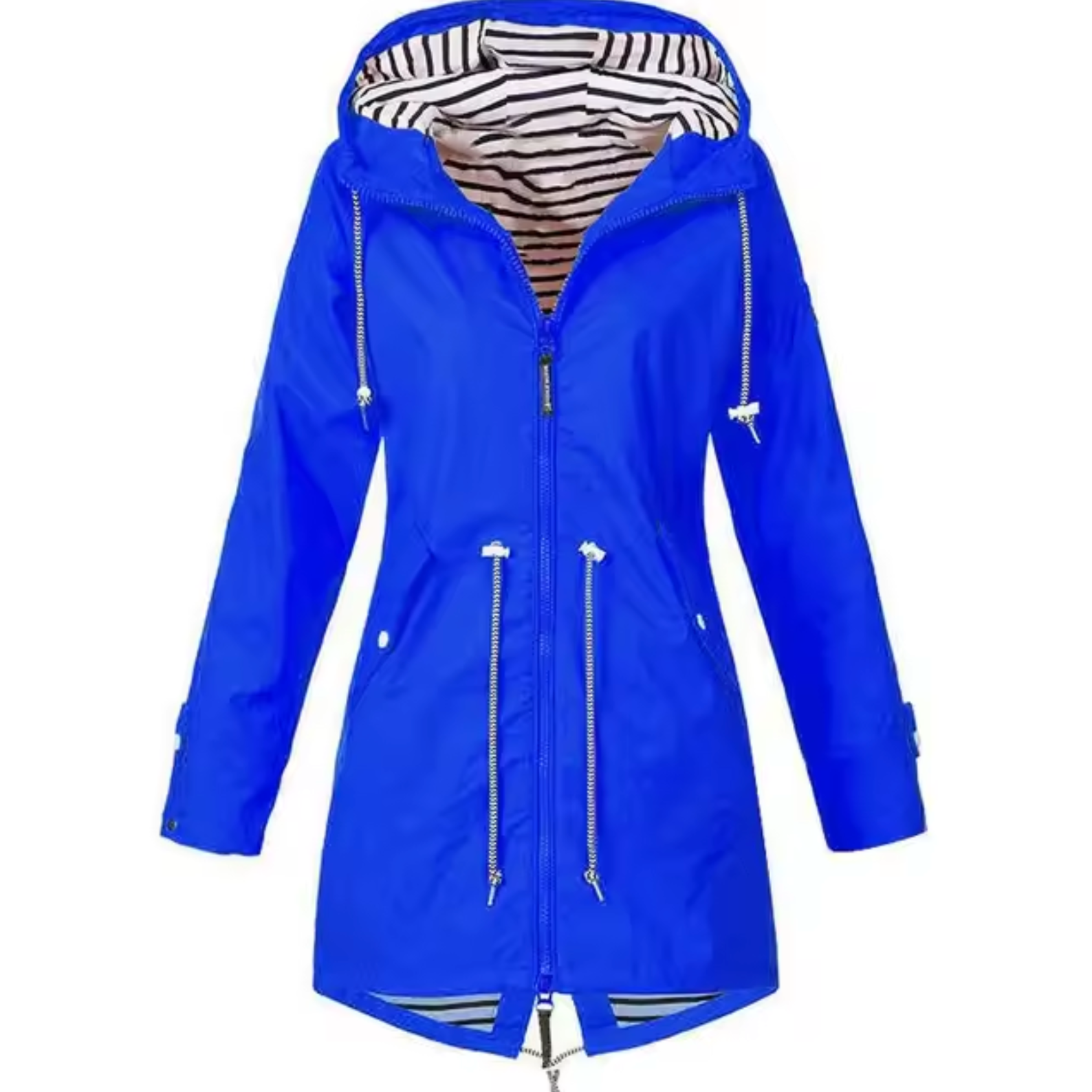 Pernille™ | Parka med Stribet For og Snøre