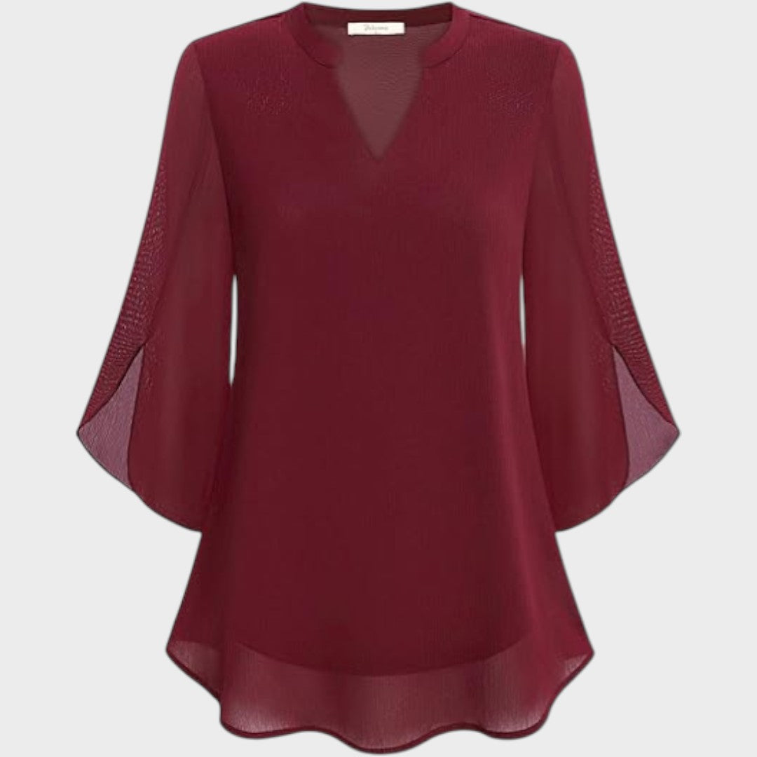 Emma™ – Elegant bluse med V-udskæring
