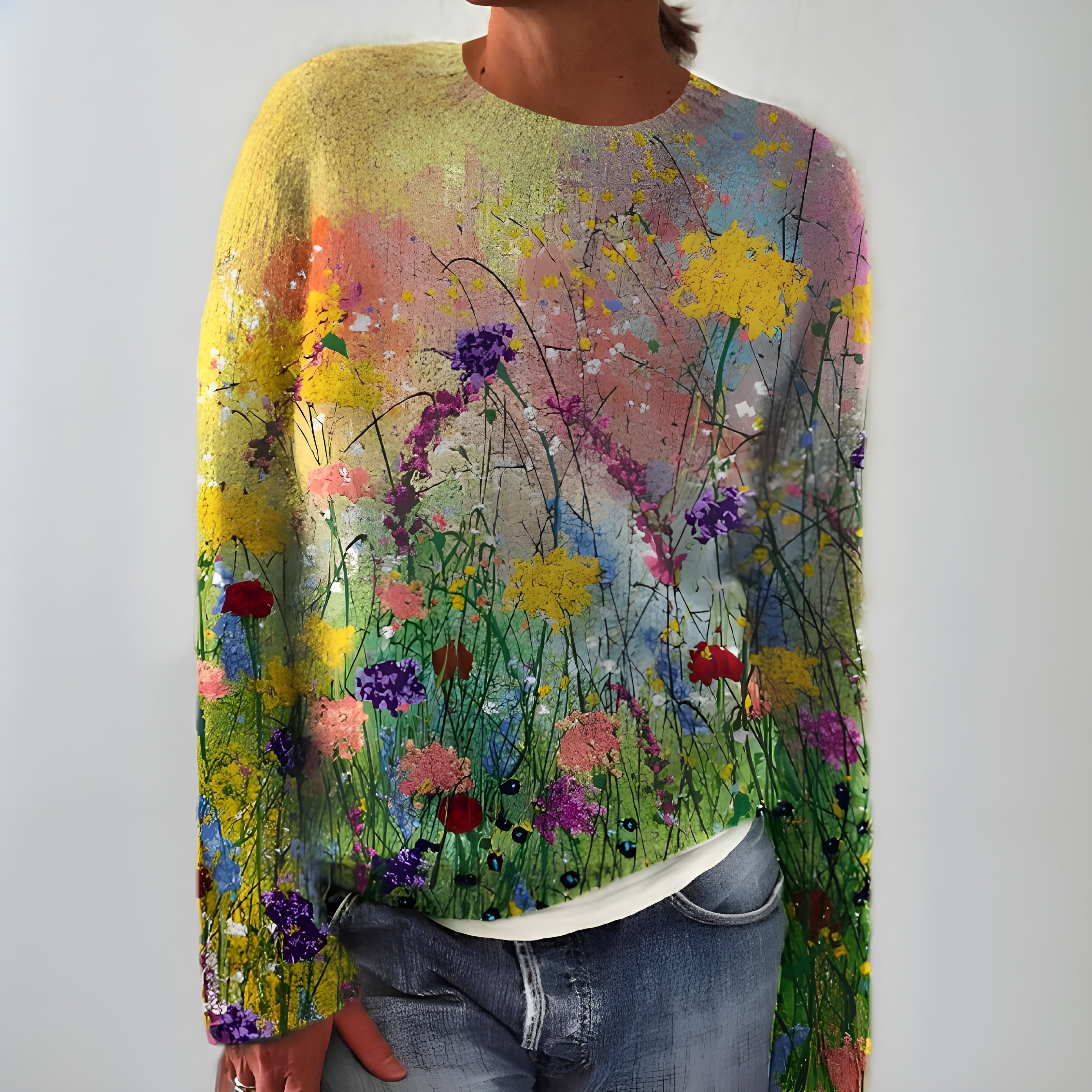 Ida™ | Kunstnerisk blomstret sweater