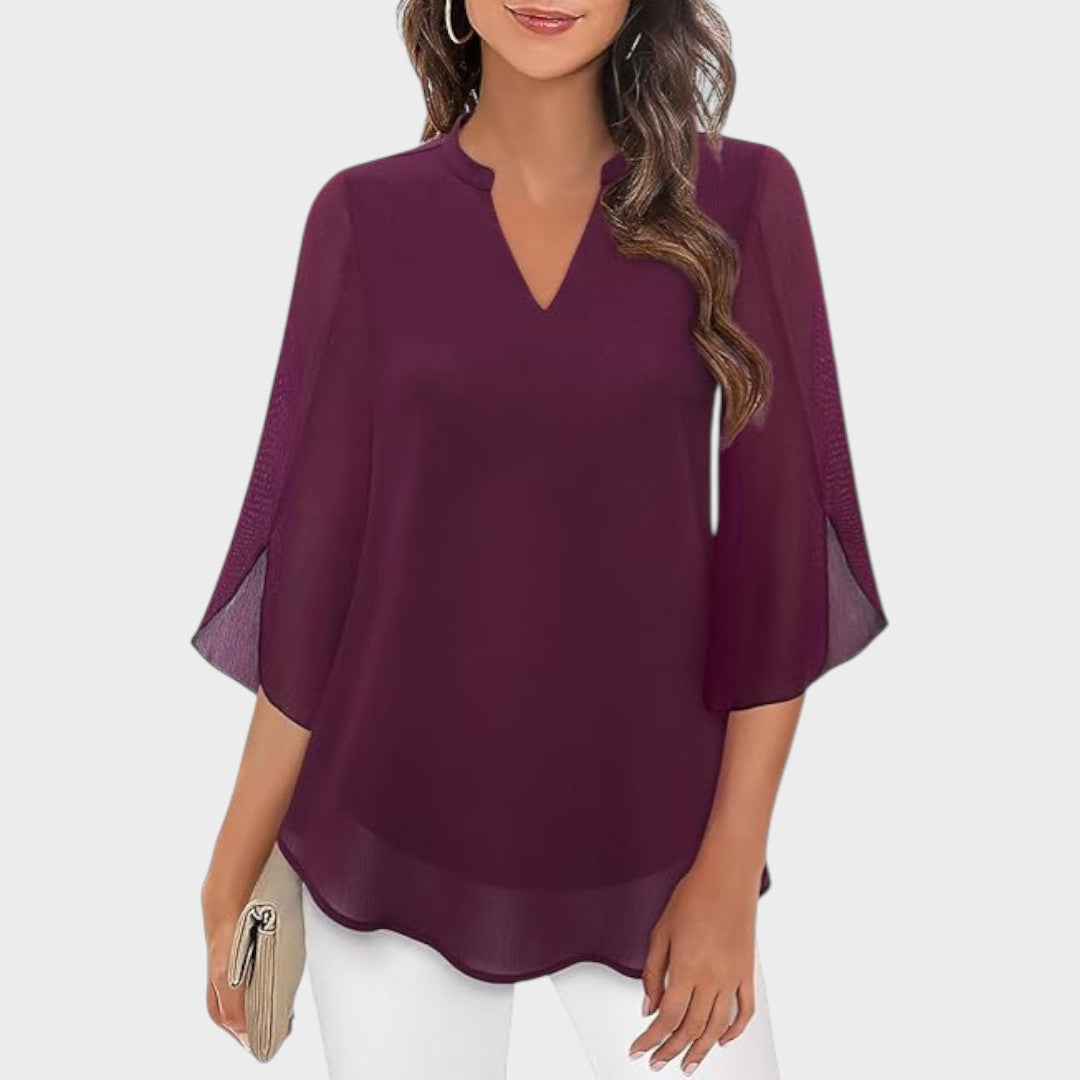 Emma™ – Elegant bluse med V-udskæring