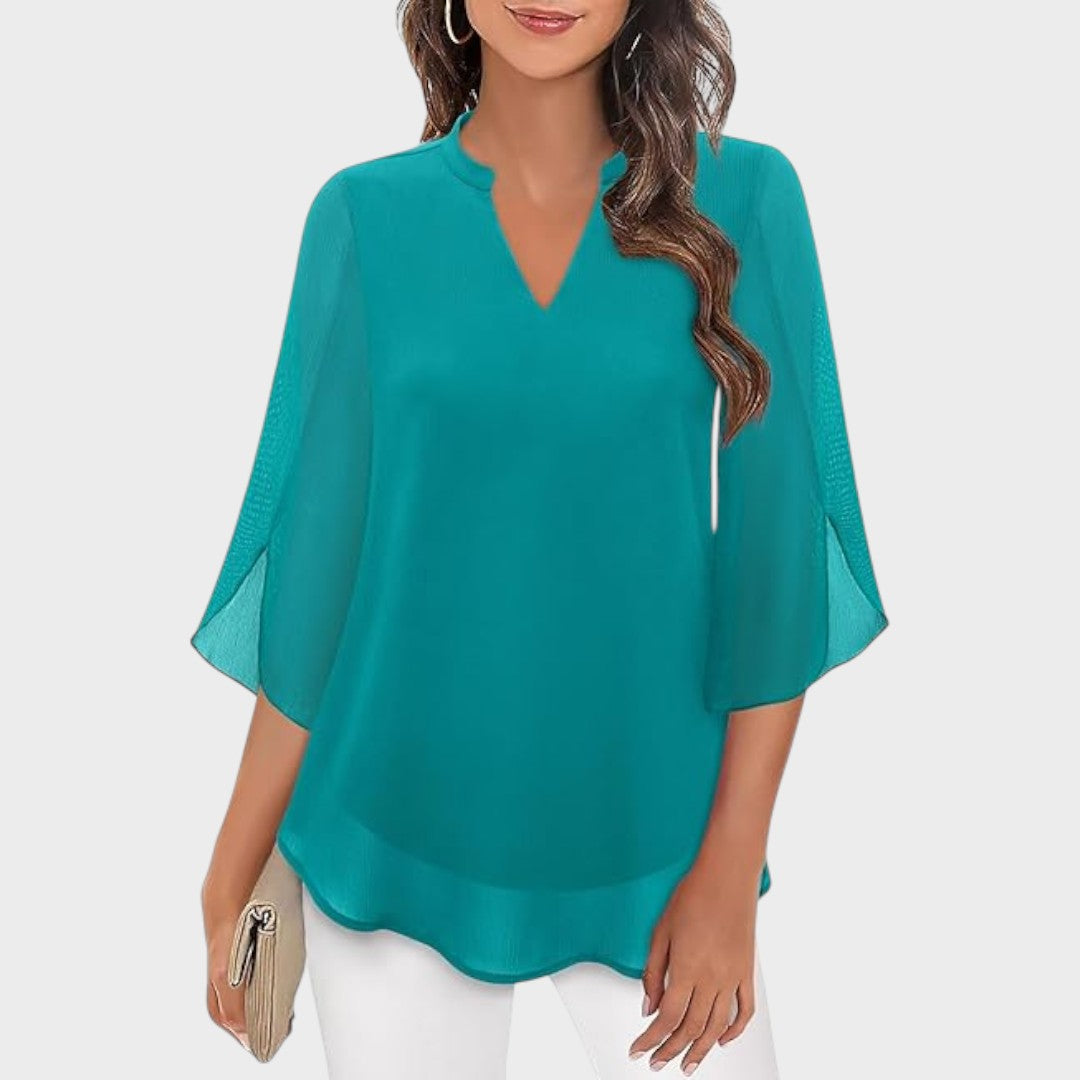 Emma™ – Elegant bluse med V-udskæring