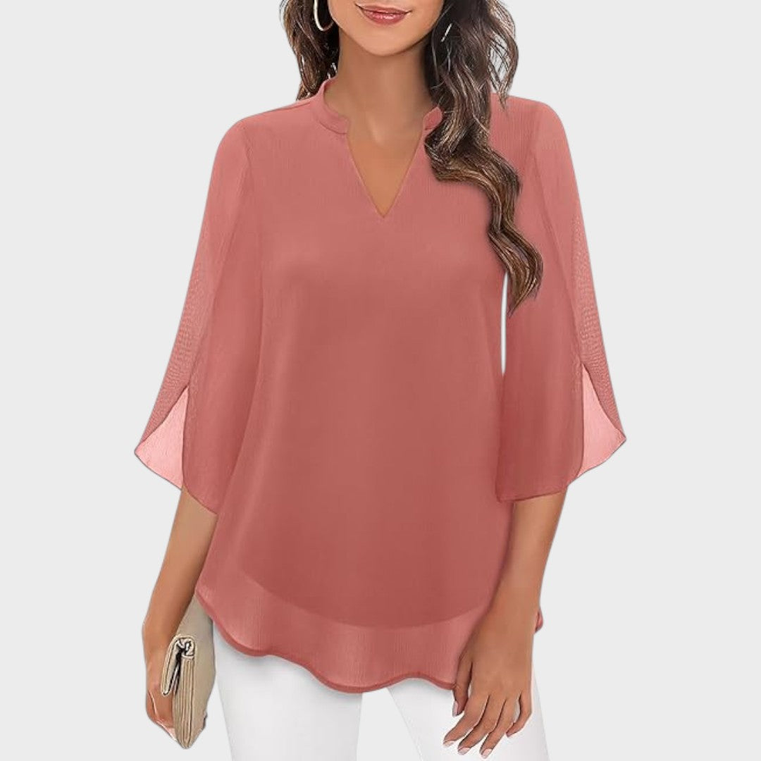 Emma™ – Elegant bluse med V-udskæring