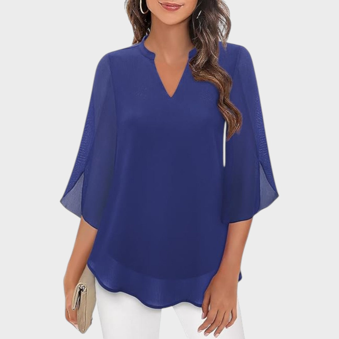 Emma™ – Elegant bluse med V-udskæring