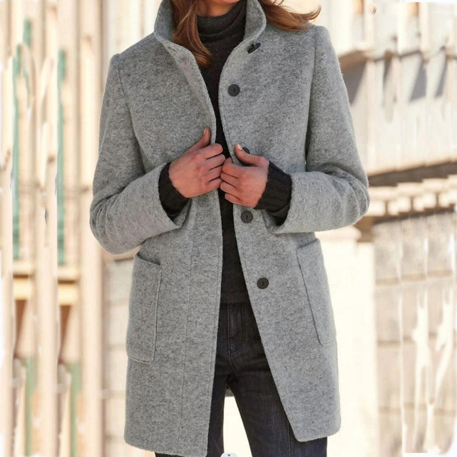 Amalie™ | Elegant lang frakke med knapper