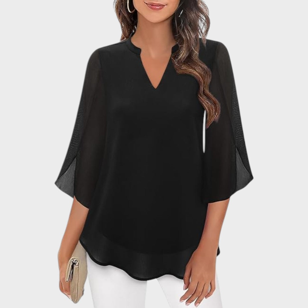 Emma™ – Elegant bluse med V-udskæring