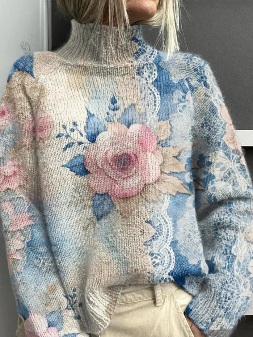 Tess | Elegant sweater med blomsterblonder