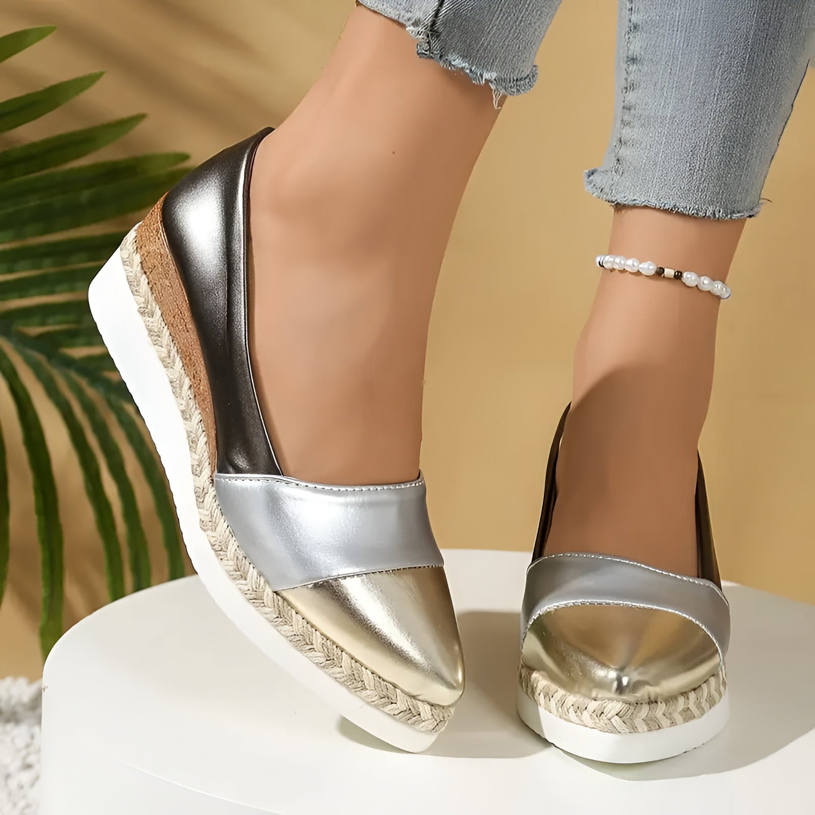 Cassie™ | Elegante Metallic Kile-Espadriller