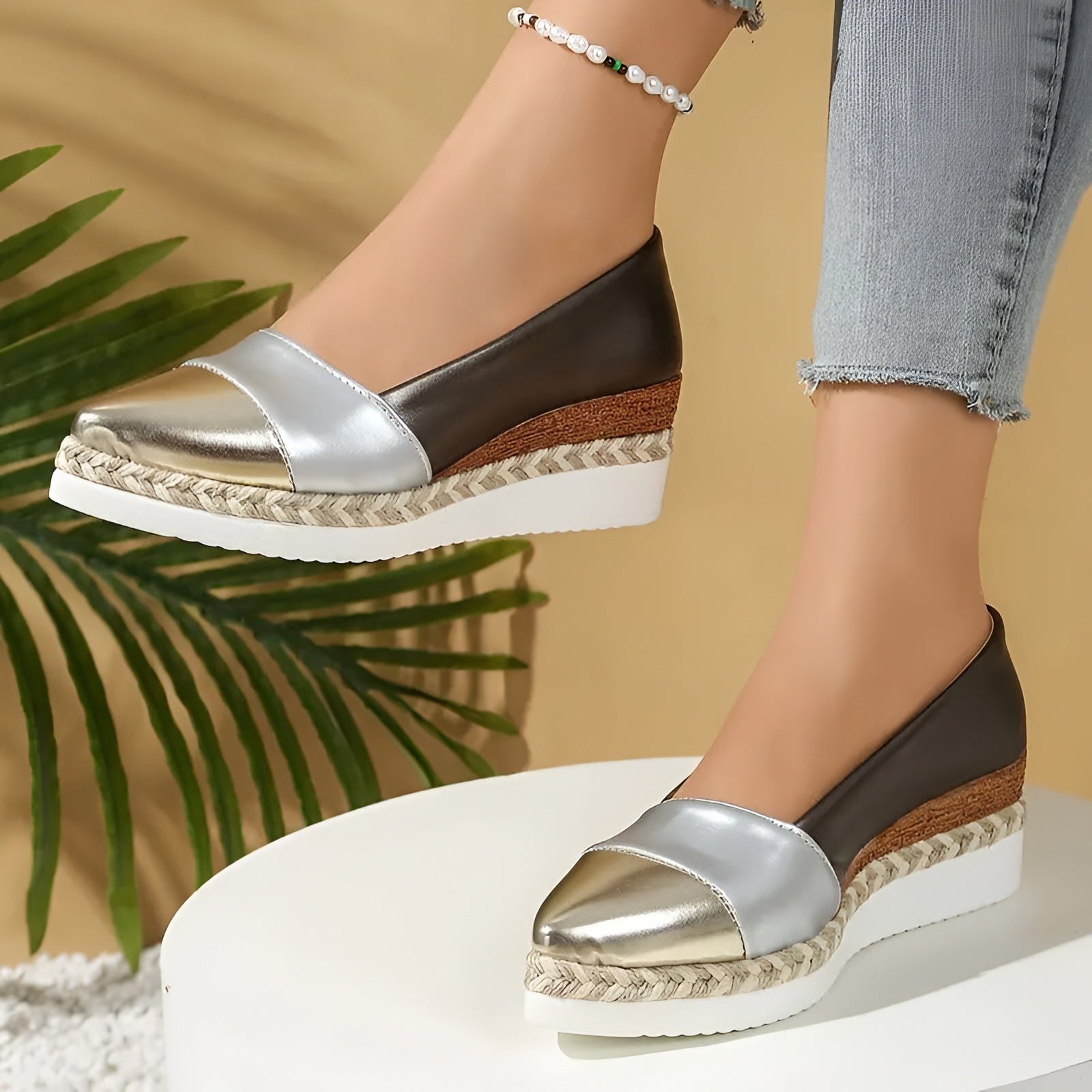 Cassie™ | Elegante Metallic Kile-Espadriller