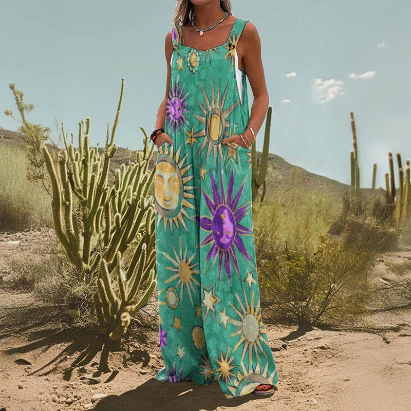 Rudina™ | Ærmeløs buksedragt med botanisk print
